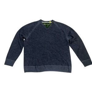 Robert Graham Men Grey Wool Cashmere Tight Knit V-Neck Long Sleeve Sweater XL